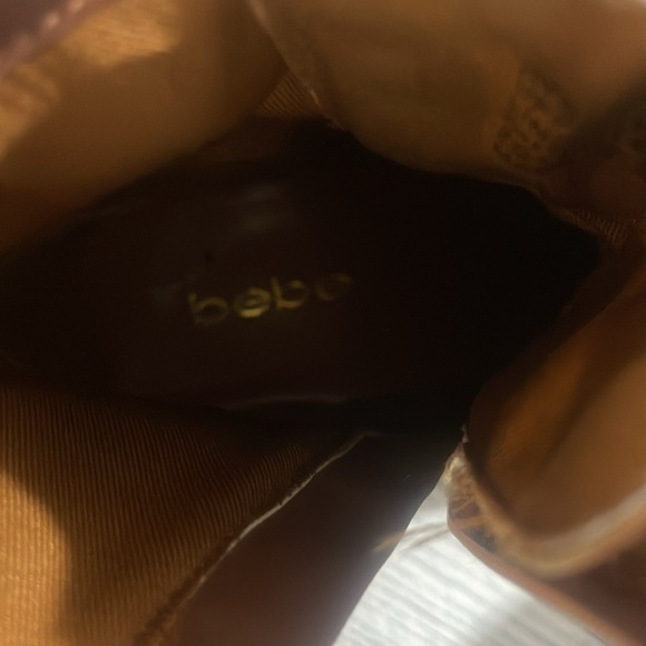 Bebe Ofeibea Cognac Logo Side Zipper Ankle Boot 7.5 NWOT - Picture 7 of 12